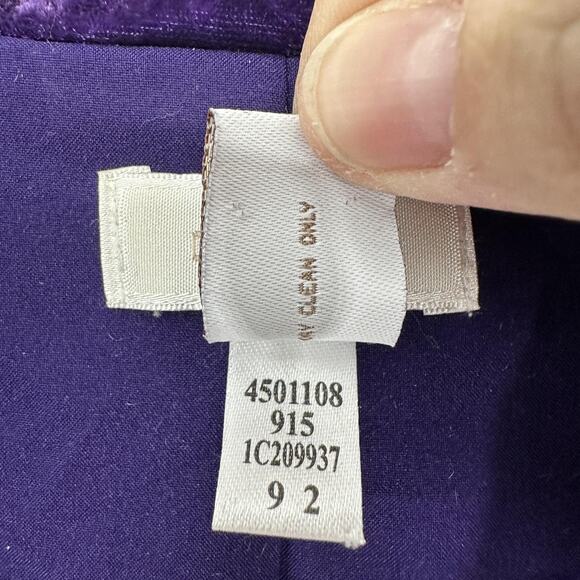 Chico's Jacket Womens Large Purple Velvet Embroidered Open Front Blazer Boho - Picture 8 of 10